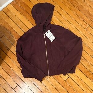 Zara Wine Hooded Jacket with Gold Zipper
